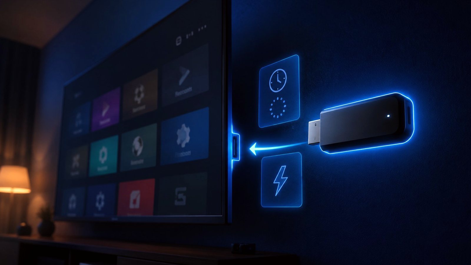 A smart TV beside a small streaming stick, weighing up which should run the IPTV player