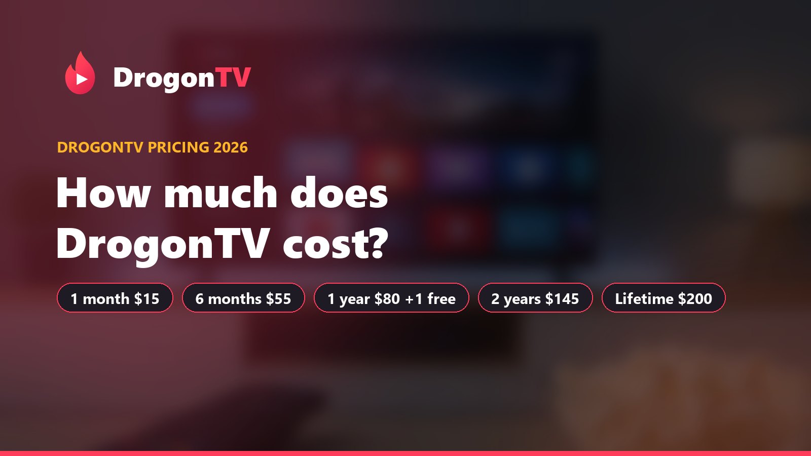 DrogonTV price list 2026 with every plan from one month to lifetime